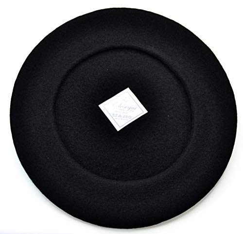Elosegui Baskenmütze aus 100 % Merinowolle, ohne Sitzpolster und ungefüttert (13, Schwarz), Schwarz , One size