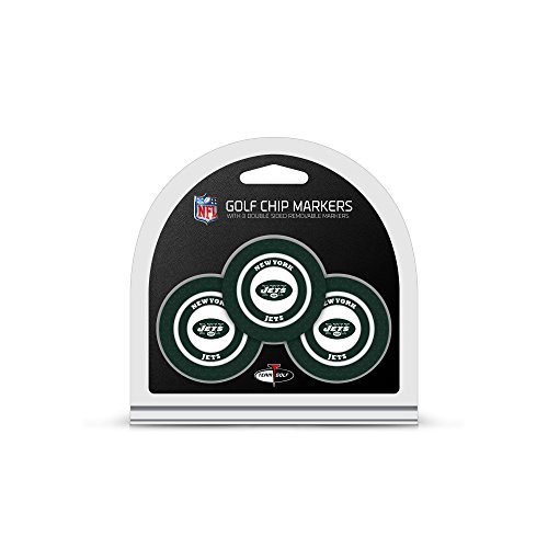 Team Golf NFL New York Jets Golfballmarker, Poker-Chip-Größe mit kleineren, doppelseitigen Emaille-Markern, 3 Stück