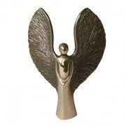 Kerstin Stark Bronze Engel in 9 cm mit dunkel patinierten Flügeln.
