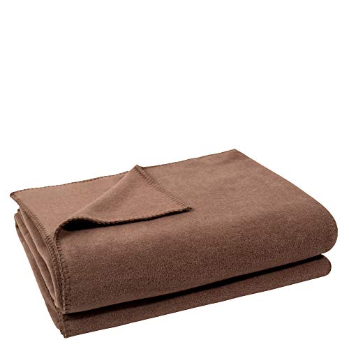 Soft-Fleece-Decke – Polarfleece-Decke mit Häkelstich – flauschige Kuscheldecke – 180x220 cm – 840 smoke - von ’zoeppritz since 1828’