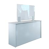 Rulopak Thekenaufsteller Trennwand/Spuckschutz Plexiglas klar mit Metallfüßen Weiß (Höhe justierbar) (B 100 x H 60 cm)