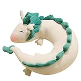 GXFLO Anime Cute White Dragon Nackenkissen U-Förmigen Travel Pillow-Puppe Plüschtier White Dragon Nackenkissen, Weichem Plüsch Drache Gefüllte Puppe