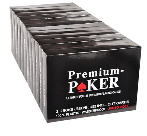 WiMi 24 X Premium Casino Poker Karten Pokerkarten 100 Prozent Plastik - Grosser Index 2 Eckzeichen - Duo Box Edition