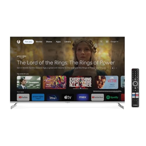 STRONG SRT55UF8733, 4K QLED Smart TV 55 Zoll: Streamen mit Netflix, Prime Video, Disney+ auf höchstem Niveau - Dolby Atmos, Google TV und Sprachsteuerung inklusive