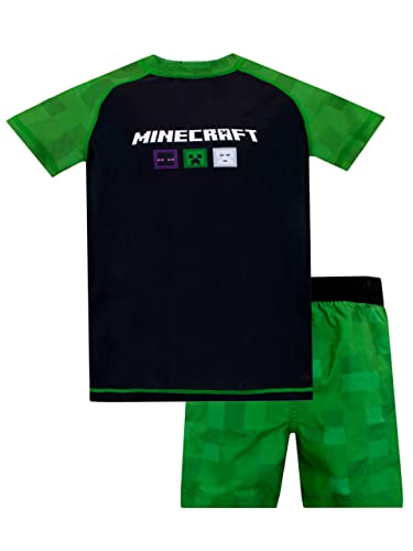 Minecraft Jungen Creeper Badeanzug Zweiteilige Bademode für Kinder Grün 121