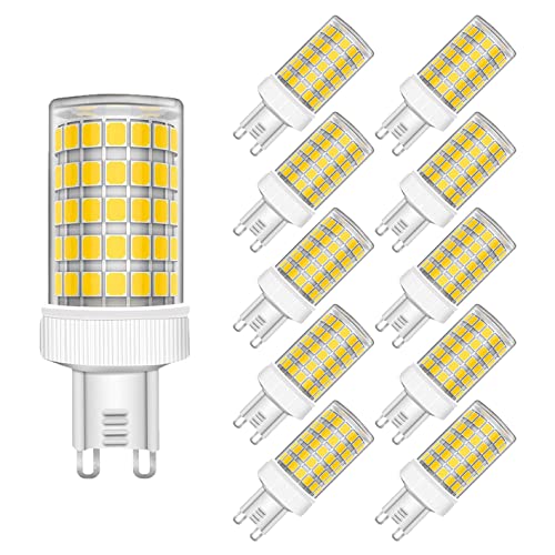 MAYCOLOR Leuchtmittel G9 10W Ersetzt 80W, 800 Lumen, Kaltweiß 6000K, 10W G9 Glühbirne Ideal für Kronleuchte Wandlampe Tischlampe Nicht-dimmbar 10er Pack
