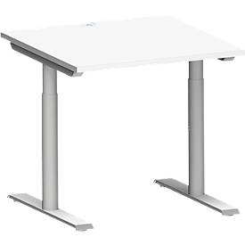 Schäfer Shop Genius Schreibtisch MODENA FLEX, T-Fuß-Rundrohr, B 800 x T 800 mm, weiß/weißalu