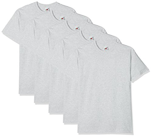 Fruit of the Loom Herren Super Premium Short Sleeve T-Shirt, Grau (Heather Grey 94), XXL (5er Pack)