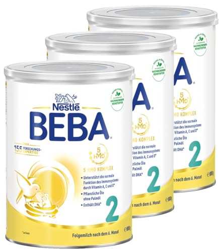 Nestlé BEBA 2 Folgemilch, Folgenahrung nach dem 6. Monat, 3er Pack (3 x 800g)