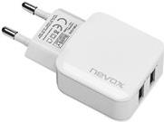 Nevox Homecharger - Netzteil - 12 Watt - 2.4 A - 2 Ausgabeanschlussstellen (USB) - weiß