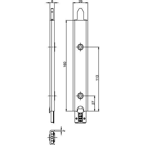 Anschlusseinheit zu Falzhebelgetriebe, Secury Automatic 160 mm, unten