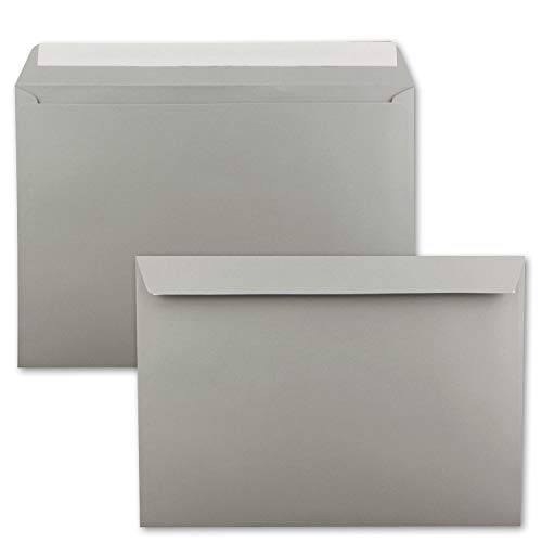 50x große XXL Briefumschläge DIN C4 in Graphit (Grau) - 22,9 x 32,4 cm - Haftklebung ohne Fenster - Versandtasche für DIN A4 geeignet