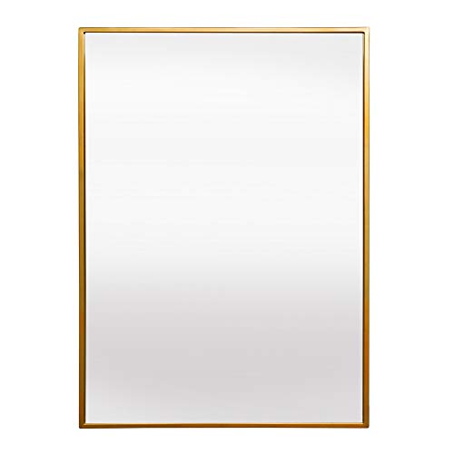 Elegance by Casa Chic - Goldener Wandspiegel aus Metall - 90 x 60 cm groß - Galvanisiertes Metall - Ideal für Badezimmer und Wohnzimmer - Gold