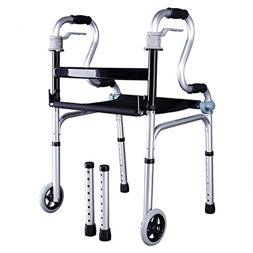 Höhenverstellbarer Rollator für Erwachsene, Faltbarer Rollator mit Sitz und Griff, tragbarer aufrechter Rollator aus Aluminium, für ältere Menschen/Behinderte/Frauen (Size : 2 wheels)