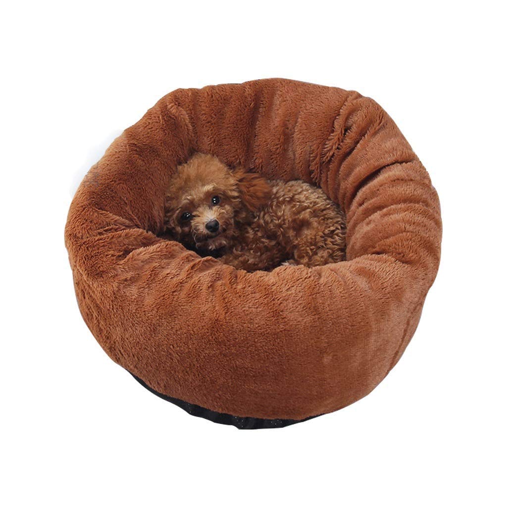 MMAWN Luxuriöses Hundebett mit Decke for Wärme und Sicherheit - Bietet Unterstützung for Kopf, Nacken und Gelenke - Maschinenwaschbarer, wasserbeständiger Boden (Braun) (Size : 50 * 23cm)