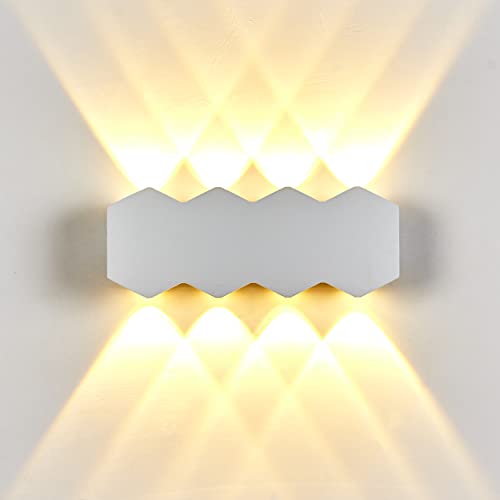 Topmo-plus weißes Außen Wandspot / 8W OSRAM LED SMD IP65 Wandbeleuchtung LED Außenwandleuchten (Prismatisch 8W weiß/warmweiß)