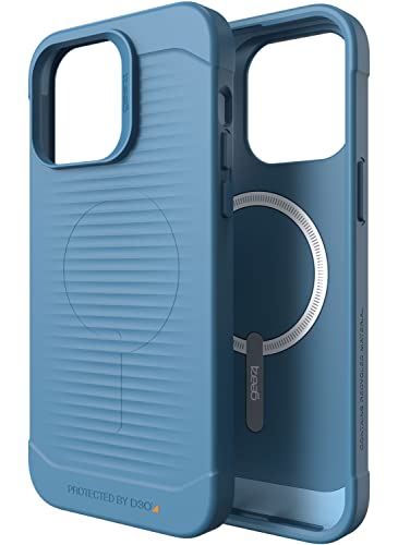 ZAGG Gear 4 Havana Snap D30 Schutzhülle Kompatibel mit iPhone 14 Pro, Schlank, Stoßfest, Kabelloses Laden, (Blau)