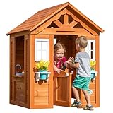 Backyard Discovery Spielhaus Timberlake aus Holz | Outdoor Kinderspielhaus für den Garten inklusive Zubehör | Gartenhaus für Kinder mit Fenstern