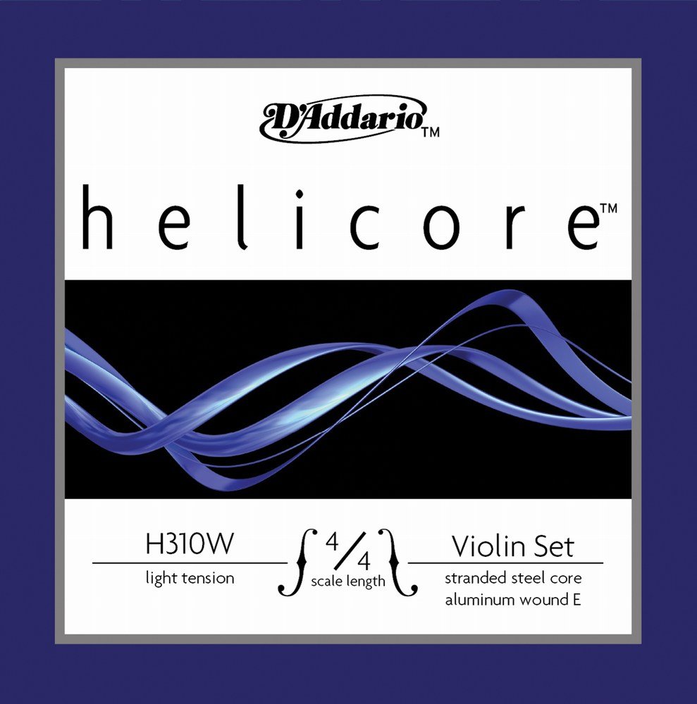 D'Addario Helicore Geigensaiten - Violine Saiten Geige 4/4 - H310W-4/4L Violine Saitensatz mehrfach verdrillter Stahlkern 4/4 Light