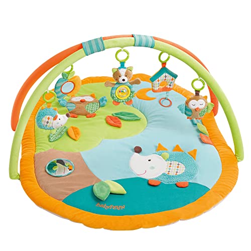 Fehn 071559 3-D-Activity-Decke Sleeping Forest / Spielbogen mit 5 abnehmbaren Spielzeugen für Babys Spiel & Spaß von Geburt an / Maße: 80x105cm