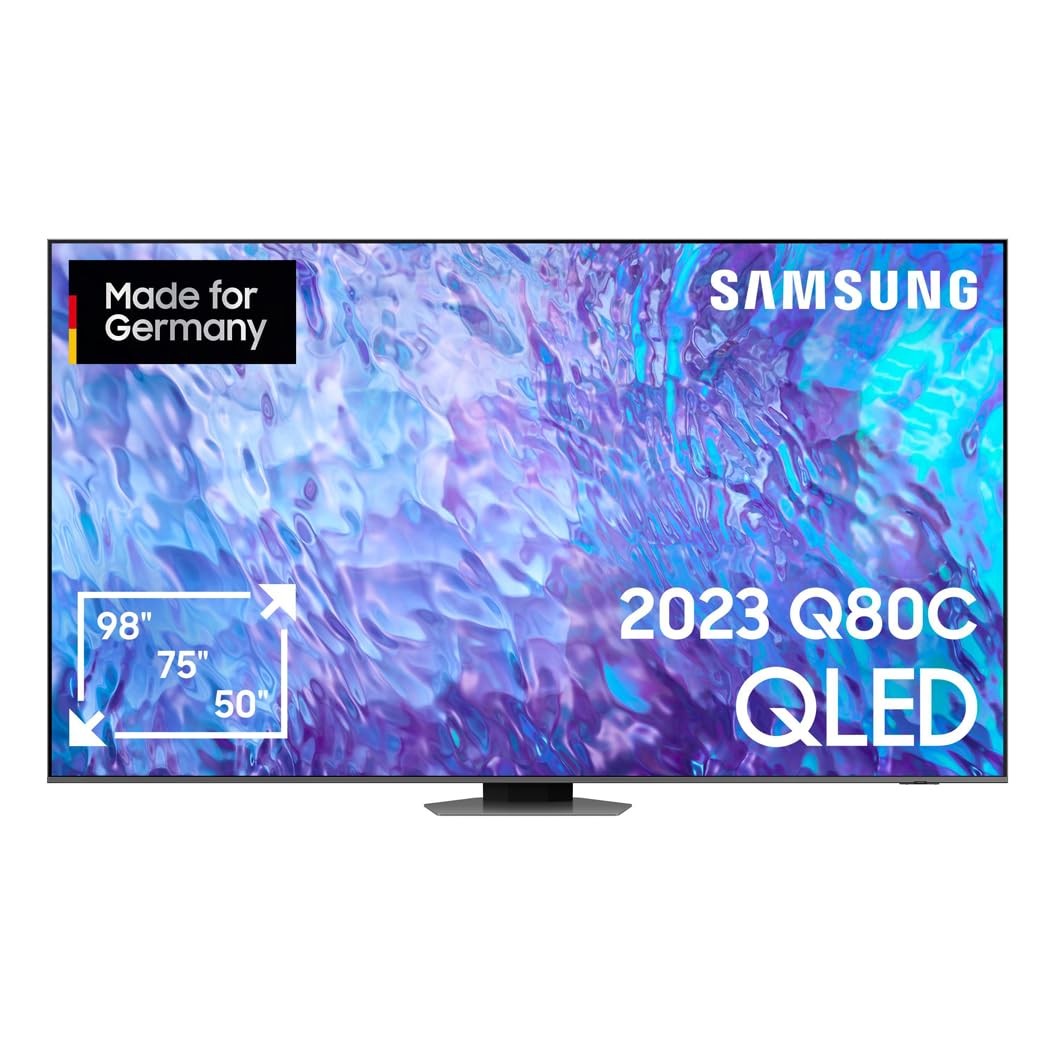 Samsung QLED 4K Q80C 98 Zoll Fernseher (GQ98Q80CATXZG, Deutsches Modell), Smart-TV, Direct Full Array, Neural Quantum Prozessor 4K, Real Depth Enhancer [2023]