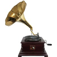 zeitzone Grammophon Nostalgie Schellackplatten Trichter Grammofon Antik-Stil 4-Eckig