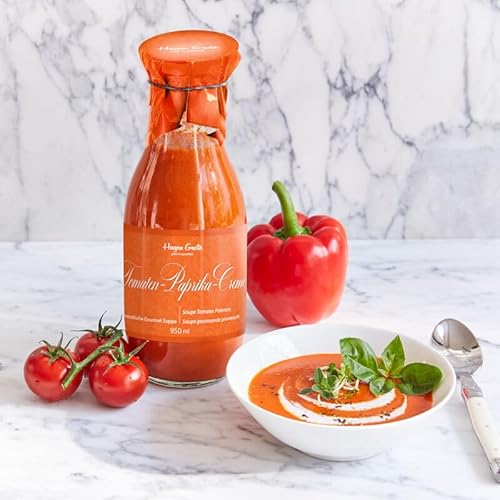 Hagen Grote Tomaten-Paprika-Suppe mit Piment d’Espelette, 950 ml Flasche, aus sonnenverwöhntem Gemüse, rein natürliche Zutaten, genussfertig