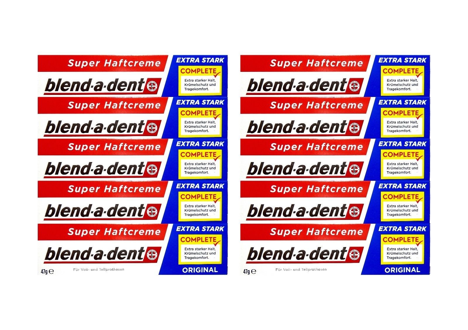 Blend-a-dent 10 x 47g blend-a-dent Original Super Haftcreme - Extra Stark - Complete
