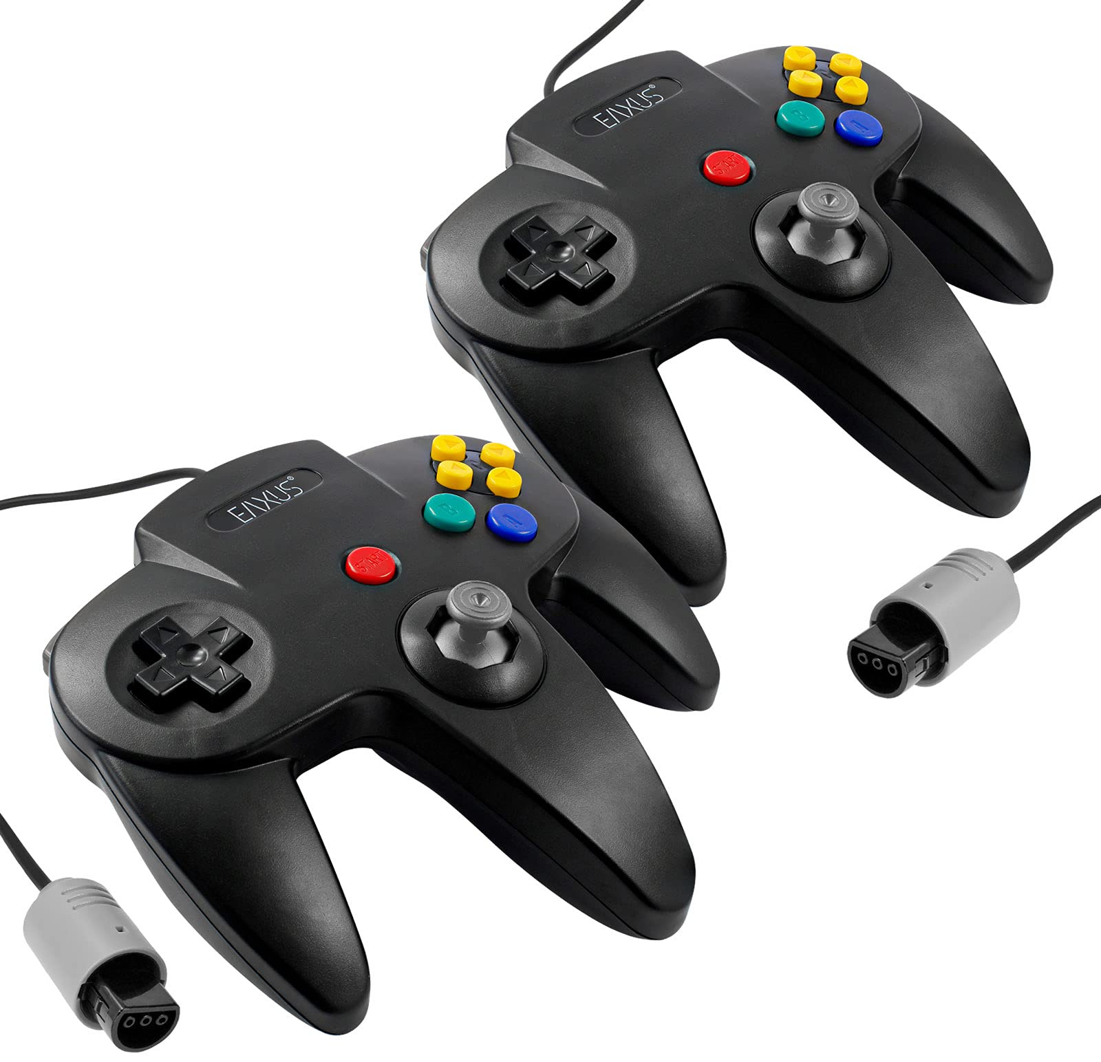Eaxus® 2er Set Controller geeignet für Nintendo 64 - N64 Controller Gamepad, Schwarz