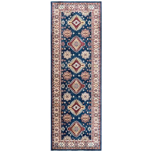 mynes Home Klassischer Orient Teppich Hochwertiger Webteppich Blau Rot Creme Beige mit Orientalischem Muster (Blau, Rot, 80 x 240 cm)