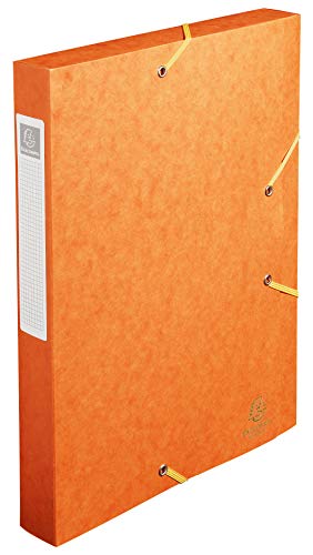 Exacompta 14017H 10er Pack Premium Sammelbox mit Gummizug 40 mm breit aus extra starkem Colorspan-Karton mit Rückenschild für DIN A4 Archivbox Heftbox Dokumentenbox Zeichenbox Sammelmappe orange