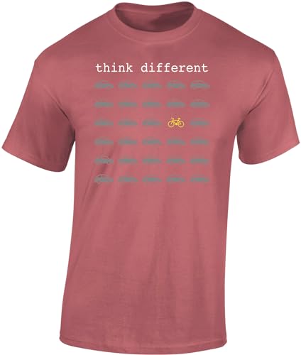 Fahrrad T-Shirt Herren : Think Different - Sport Tshirts Herren - E-Bike Rennrad Zubehör (Ancient Pink S)