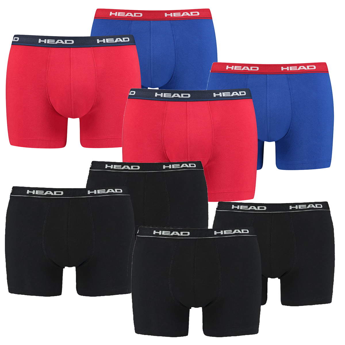 HEAD Herren Boxershorts 841001001 10er Pack, Wäschegröße:M;Artikel:2x2er Red/Blue/Black / 1x2er blue/black / 1x2er Peacoat/Orange