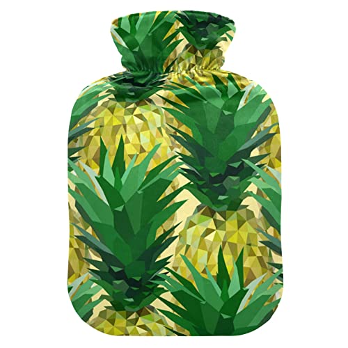 YOUJUNER Wärmflasche mit Ananas-Muster Bezug, Groß 2 Liter Heißwasserbeutel Heißwasserbeutel Bettflasche