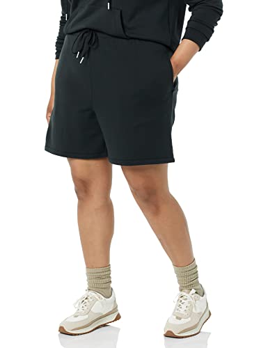 Amazon Aware Damen Einseitige Fleece-Shorts (in Übergröße erhältlich), Schwarz, M