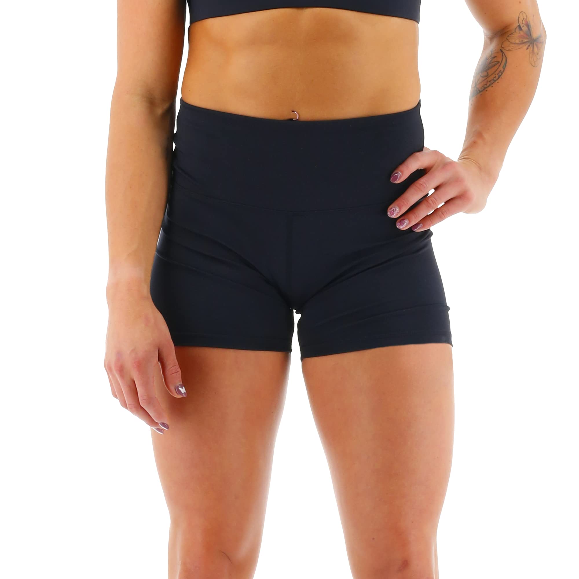 TYR Damen High Rise Athletic Workout 5,1 cm Shorts, schwarz, Small
