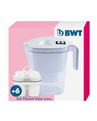 BWT Wasserfilter Vida Weiß 2,6L | Filter mit 6 Soft Filtered Water Extra Filterkartusche | Wasserfilter Trinkwasser | Filtert Kalk, Chlor, Blei & Kupfer