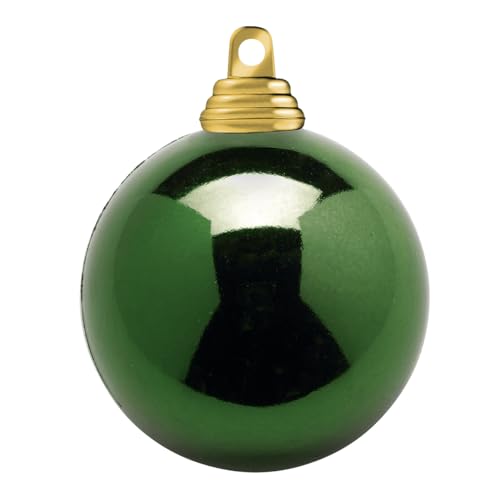 Deco Woerner Tannengrüne, glänzende Weihnachtskugeln aus schwer entflammbarem Kunststoff, 10 cm Ø - 6 Stück