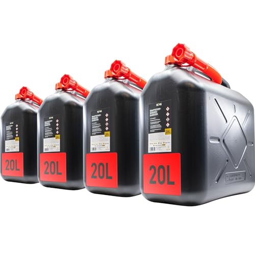 Benzin Kanister 20L (4x) schwarz Reservekanister Kraftstoff Öle