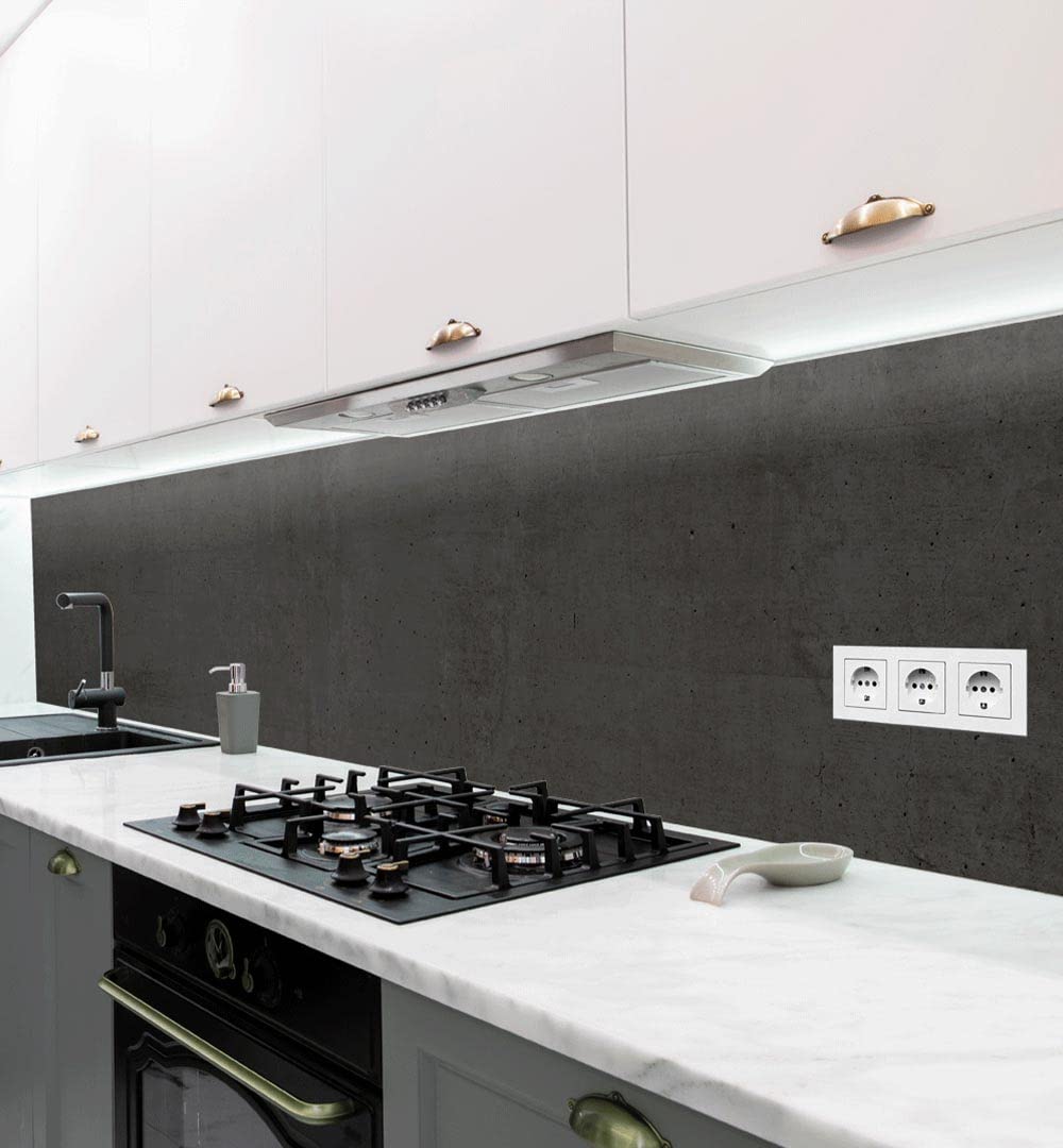 MyMaxxi - Selbstklebende Küchenrückwand Folie ohne Bohren - Motiv Steinwand schwarz 60cm hoch – Klebefolie Wandbild Küche - Wand-Deko – Steine Mauer 60 x 60cm