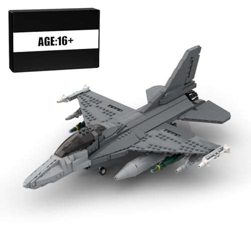 Spicyfy Klemmbausteine Kampfjet F16 Militär Flugzeug Spielzeug Modell (862 Teile)