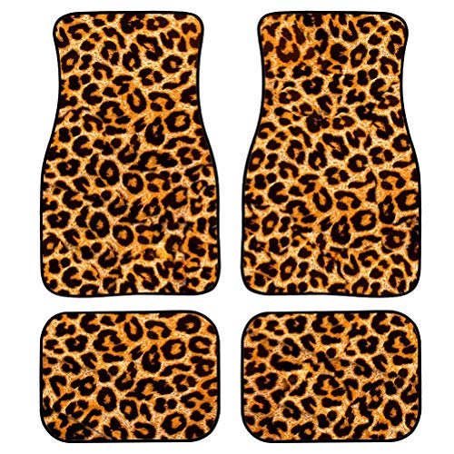 chaqlin Leopard Skin Print vorne hinten Matten für Auto SUV, Van & Trucks Fußmatten-Sets für Frauen Männer Durable Heavy Duty Allwetter-Innenboden Teppich-Set von 4 Stück