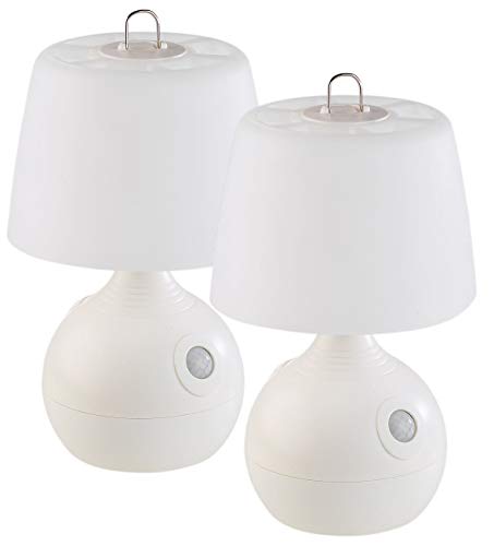 Lunartec Tischleuchte: 2er-Set LED-Tischlampe, PIR- & Licht-Sensor, warm- & tageslichtweiß (Lampen mit Bewegungsmelder)