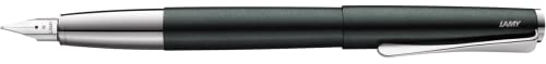 LAMY studio Füllhalter 069 - Füller aus Edelstahl in schwarz-grünem Lack-Finish mit einem polierten Edelstahlgriffstück - silberne Stahlfeder poliert – Federstärke EF