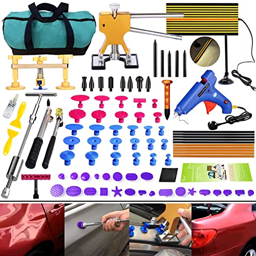 Randalfy 89-teiliges DIY-Dellen-Reparatur-Werkzeug-Set, lackfreie Dellenabzieher, Gleithammer für Auto, Hagelschäden, Dellen und Ding-Entferner