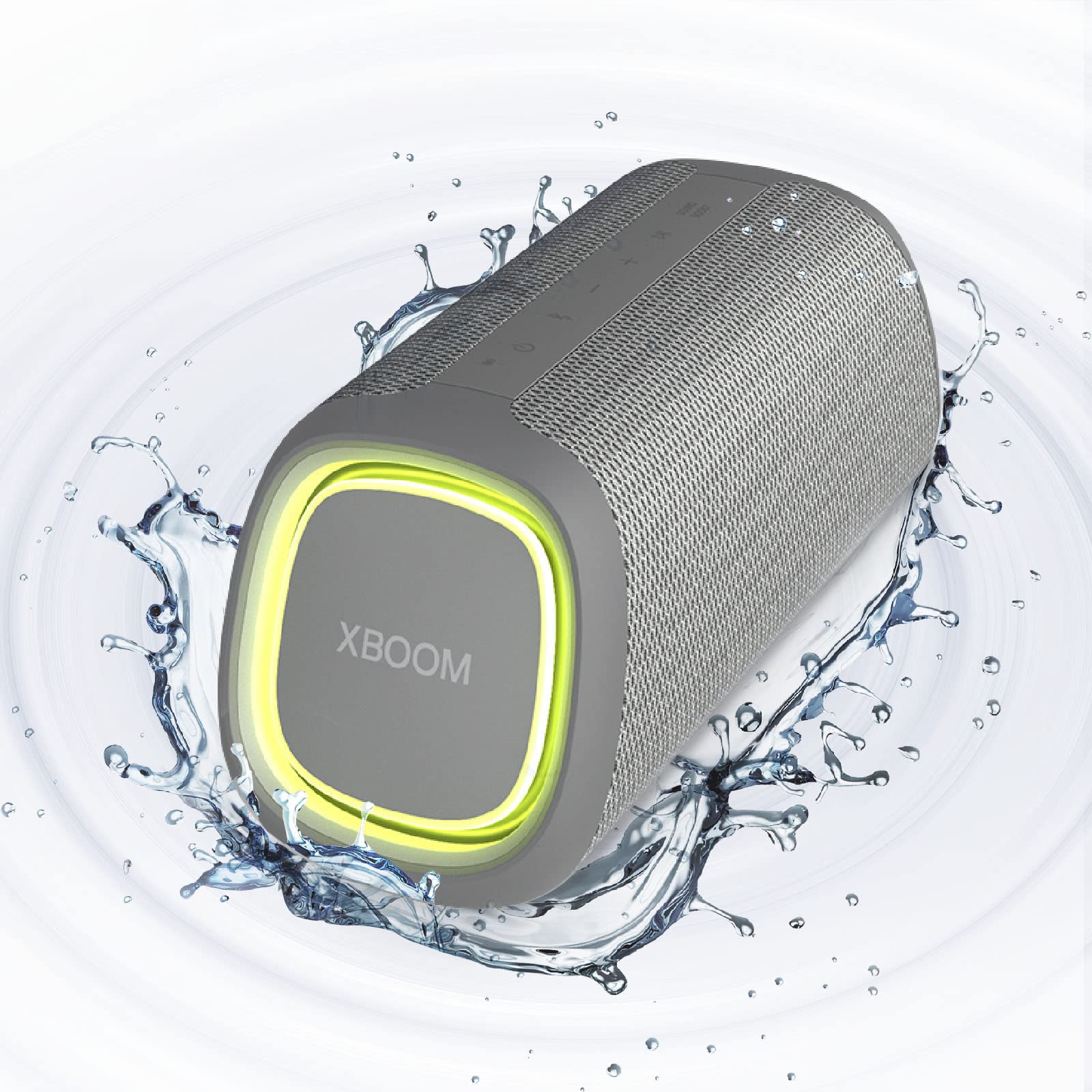 LG XBOOM Go DXG7, tragbarer Bluetooth-Lautsprecher (40 Watt, Google Assistant, Siri, Beleuchtung), Grau