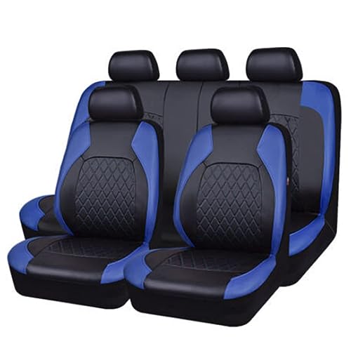 DmqQy Autositzbezug Leder für Tesla Model 3/Model Y/Model S/Model X Sitzkissen-Schutzbezüge für Vorder- und Rücksitze,Blue