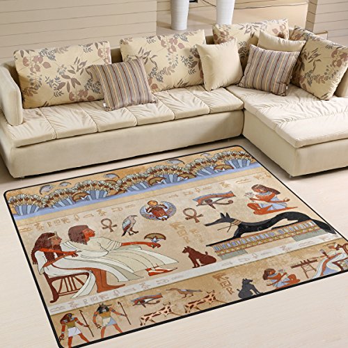 Use7 Teppich Antike Ägypten Szene, Matte für Wohnzimmer Schlafzimmer, Textil, mehrfarbig, 160cm x 122cm(5.3 x 4 feet)