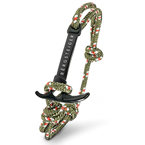 BËRGSTEIGER ICE AXE Armband für Herren & Damen mit Eispickel - hochwertiges Stoffarmband - Bracelet geflochten - Armbänder aus Stoff - ideales Bergsteiger Geschenk (Olivegrün)