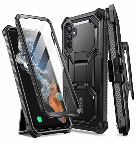 i-Blason Armorbox Hülle für Samsung Galaxy A54 Outdoor Handyhülle Bumper Case 360 Grad Schutzhülle mit integriertem Displayschutz, Ständer und Gürtelclip (Schwarz)